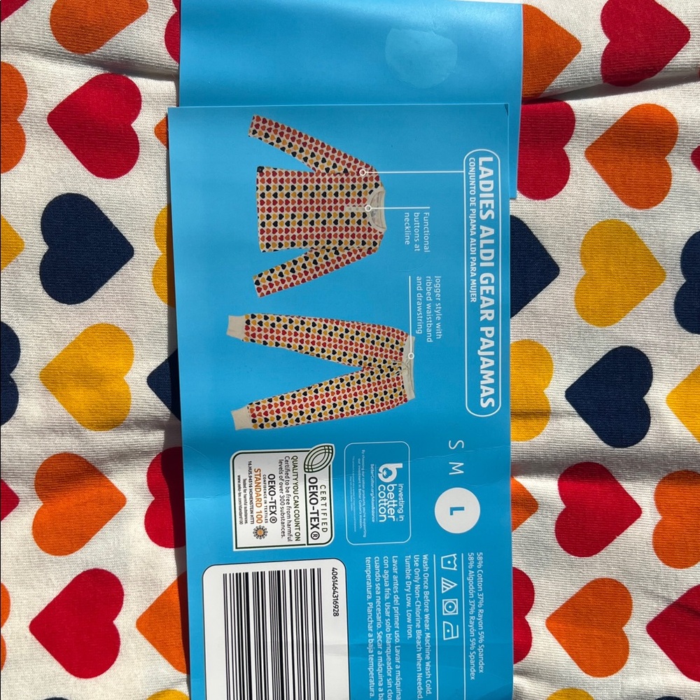 Ladies Aldi Gear Pajamas with Heart Pattern